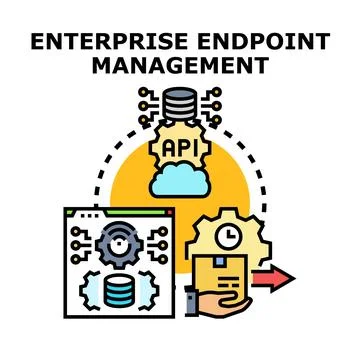 Enterprise endpoint management system administering connected devices Stock-Illustration