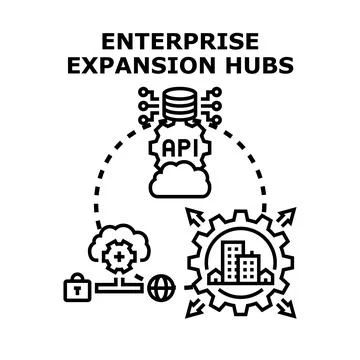 Enterprise expansion hubs concept for business growth Stock Illustration
