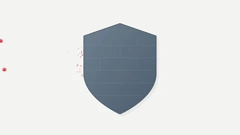 Enterprise Firewall Shield Deflecting Crimson Malware Bugs into Dust Particle Stock Footage 346611397