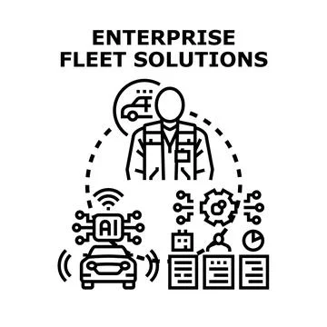 Enterprise fleet solutions managing smart vehicle logistics Stock Illustration