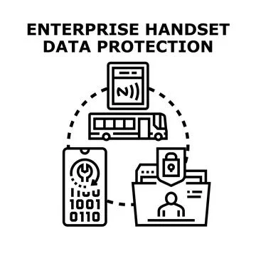 Enterprise handset data protection concept vector illustration Stock Illustration