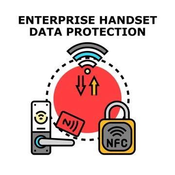 Enterprise handset data protection concept using network and nfc Stock Illustration
