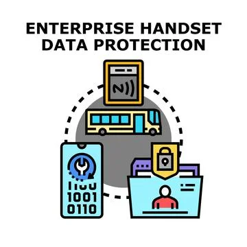 Enterprise handset data protection concept vector illustration Stock Illustration