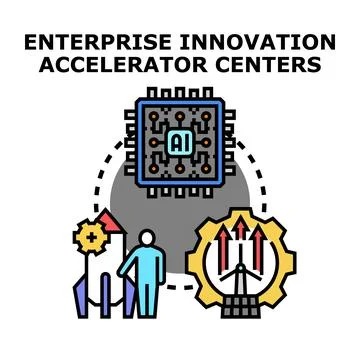 Enterprise innovation accelerator center developing artificial intelligence.. Stockillustratie