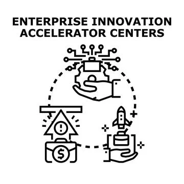 Enterprise innovation accelerator centers advancing startup entrepreneurship Stock Illustration