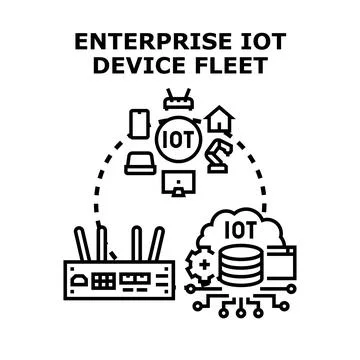 Enterprise iot device fleet managing connected business technology Stock Illustration