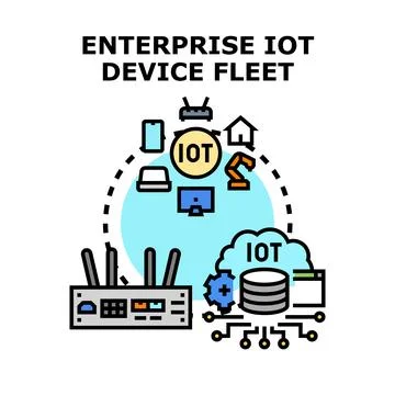Enterprise iot device fleet managing connected business technology 스톡 일러스트