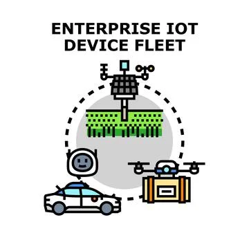 Enterprise iot device fleet managing smart technology network Stock Illustration