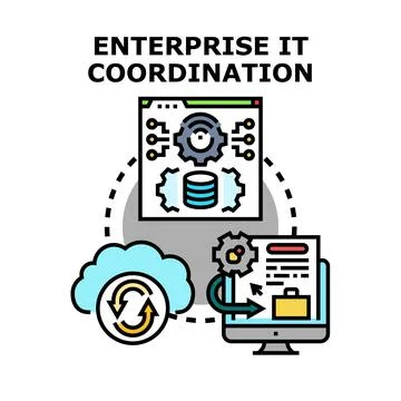 Enterprise it coordination managing data and cloud systems Illustrazione stock