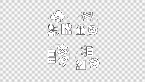 Enterprise it service management line concept icons animation set Stock Footage 340577002