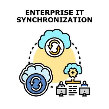 Enterprise it synchronization data cloud computing network concept 스톡 일러스트