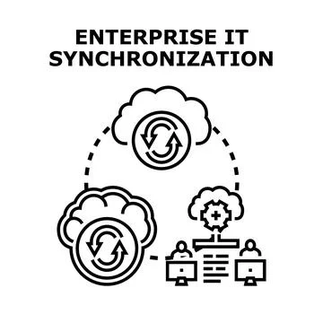 Enterprise it synchronization data cloud computing network concept 库存插图