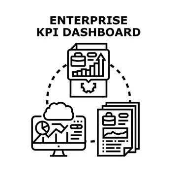 Enterprise kpi dashboard visualizing business data analytics Stock Illustration