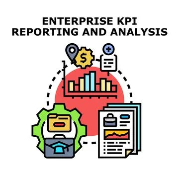 Enterprise kpi reporting and analysis for business strategy Stock Illustration