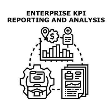 Enterprise kpi reporting and analysis for business strategy Stock Illustration