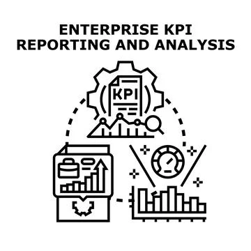 Enterprise kpi reporting evaluating business performance analysis イラスト素材