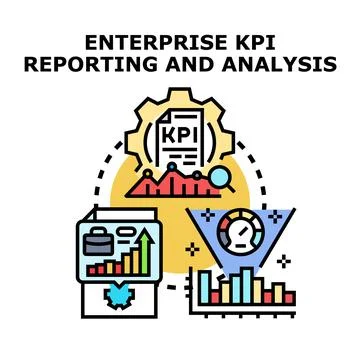 Enterprise kpi reporting evaluating business performance analysis イラスト素材
