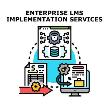 Enterprise learning management system implementation services vector icon Stock Illustration