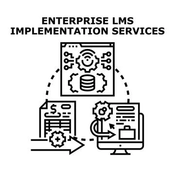 Enterprise learning management system implementation services vector icon Stock Illustration
