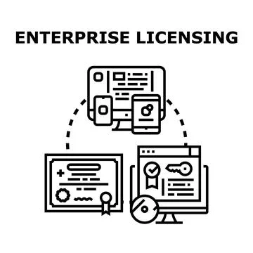 Enterprise licensing managing software access across devices Stock Illustration