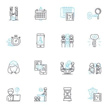 Enterprise linear icons set. Innovation, Strategy, Growth, Efficiency Stock Illustration