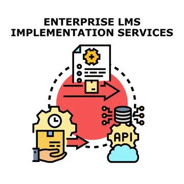 Enterprise lms implementation services process diagram Stock Illustration