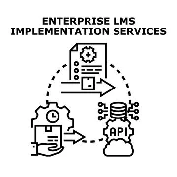 Enterprise lms implementation services process diagram Stock Illustration
