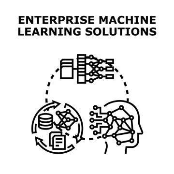 Enterprise machine learning solutions concept vector illustration data proces Ilustración de archivo