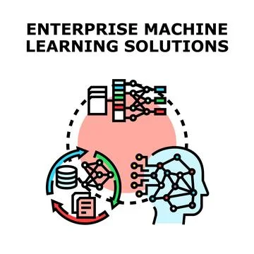 Enterprise machine learning solutions concept illustrating artificial intel.. Stock Illustration