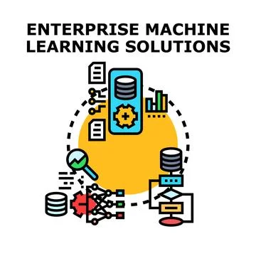 Enterprise machine learning solutions developing business intelligence 스톡 일러스트