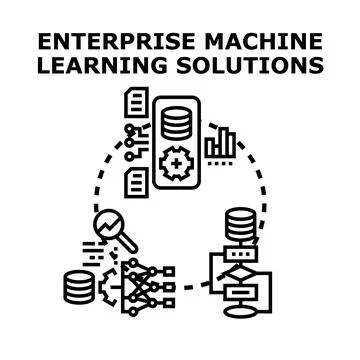 Enterprise machine learning solutions developing business intelligence Stock Illustration