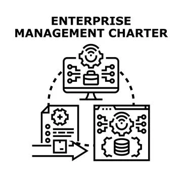 Enterprise management charter document outlining business process Stock Illustration