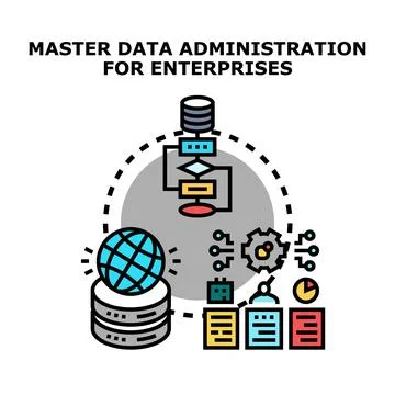 Enterprise master data administration system concept Stock Illustration