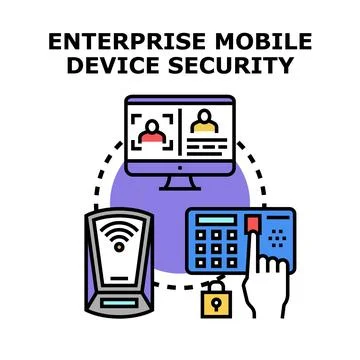 Enterprise mobile device security managing data access Illustrazione stock