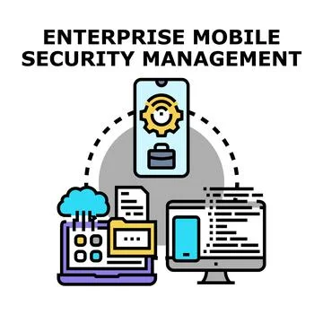 Enterprise mobile security management system technology concept 스톡 일러스트