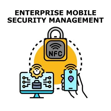 Enterprise mobile security management system concept 库存插图