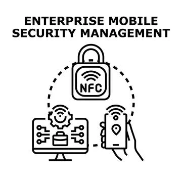Enterprise mobile security management system concept 库存插图