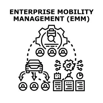 Enterprise mobility management concept with connected processes Stock Illustration