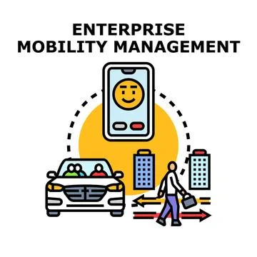 Enterprise mobility management concept with connected devices Illustrazione stock
