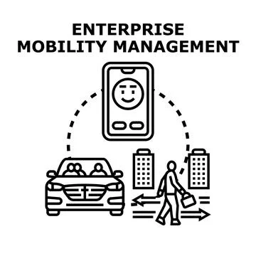 Enterprise mobility management concept with connected devices Stock Illustration