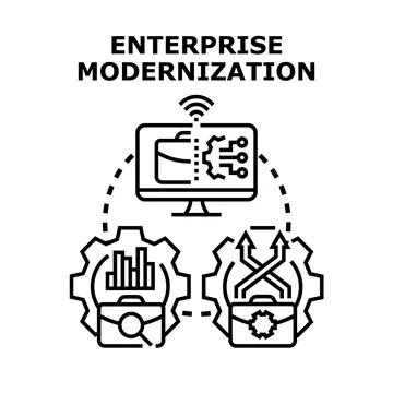 Enterprise modernization digital transformation creating business growth Stock Illustration