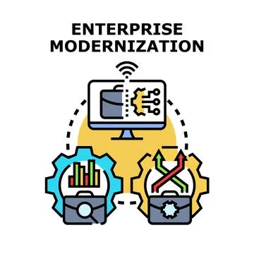 Enterprise modernization digital transformation creating business growth Stock Illustration