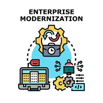 Enterprise modernization process implementing new digital technologies Stock Illustration