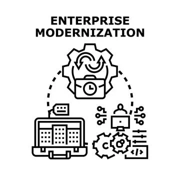 Enterprise modernization process implementing new digital technologies Stock Illustration