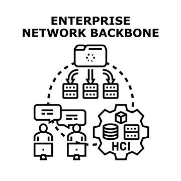Enterprise network backbone architecture with hci concept イラスト素材