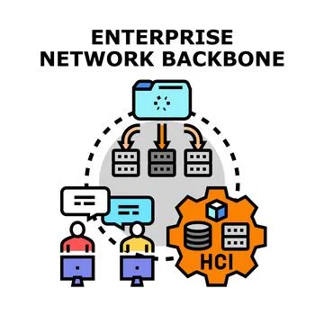Enterprise network backbone architecture with hci concept Stock Illustration