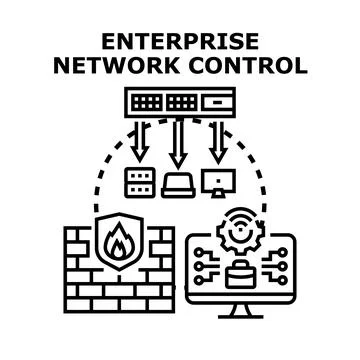 Enterprise network control managing business security and data 스톡 일러스트