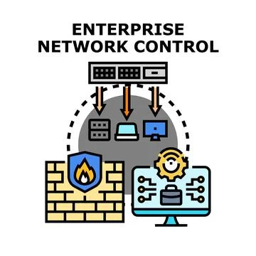 Enterprise network control managing business security and data Stock Illustration