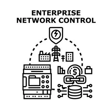 Enterprise network controlling digital infrastructure and security Stock Illustration