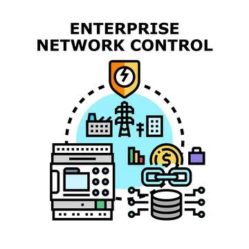 Enterprise network controlling digital infrastructure and security Stock Illustration